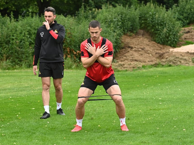 Tommy Rowe works his impressive thighs on the first day of pre-season