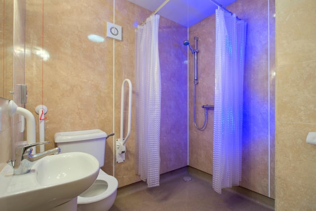 A modern, accessible bathroom.