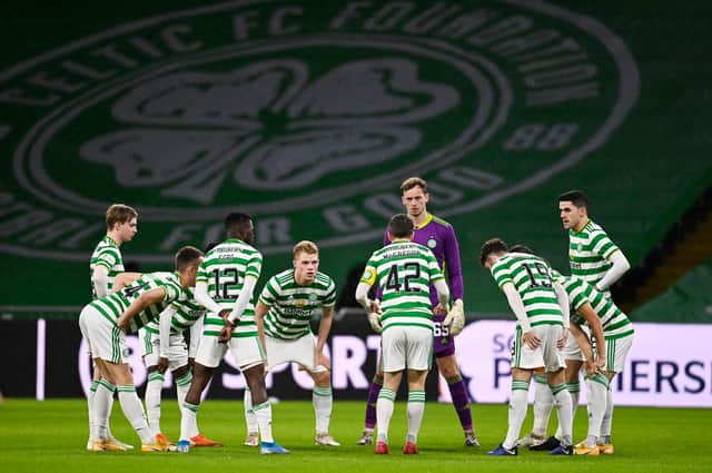 Celtic players prior to kick off.