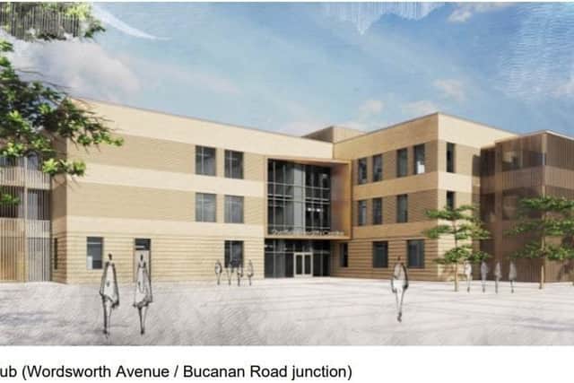 The proposed new GP hub at the junction of Wordsworth Avenue and Buchanan Road, Parson Cross, Sheffield. Picture: NHS South Yorkshire Integrated Care Board