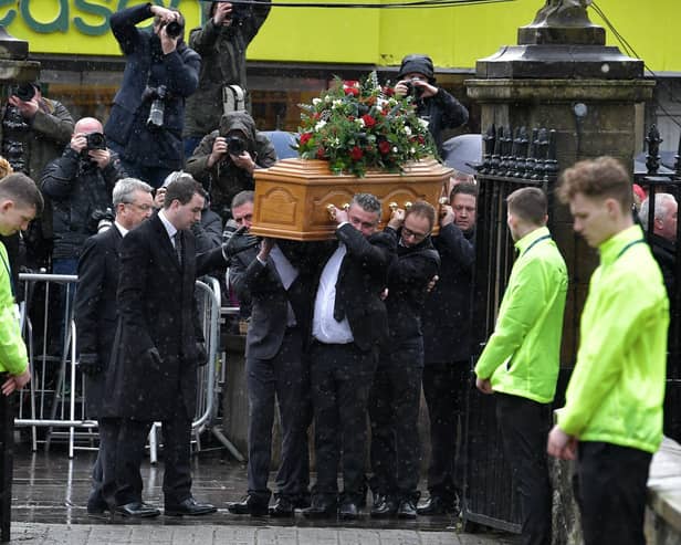 The funeral of Harry Gregg takes place in Coleraine. (Photo by Charles McQuillan/Getty Images)