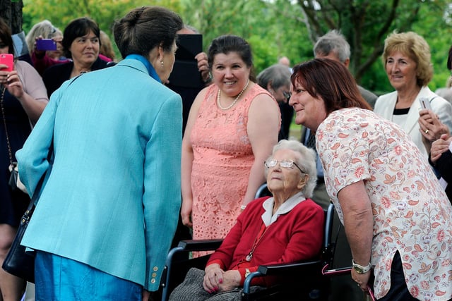 Princess Anne always makes sure she talks to all the guests who wait so patiently for her to emerge from the hospice