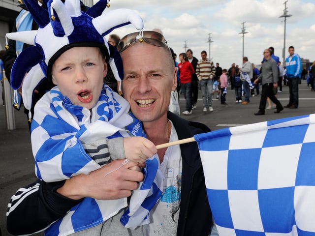 Doug Clarke and hid son Joe Clarke outside Wembley.
