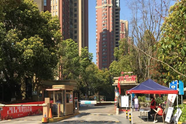 Security stations at the entrances to housing blocks in Ningbo