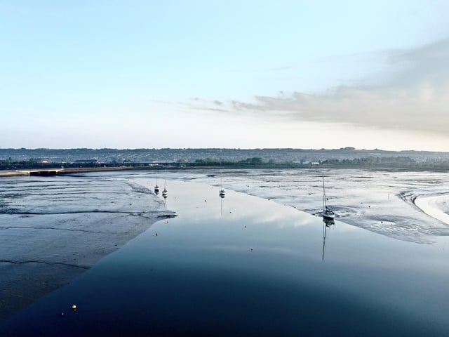 Water like glass. A view looking towards A27 Eastern Road bridge.