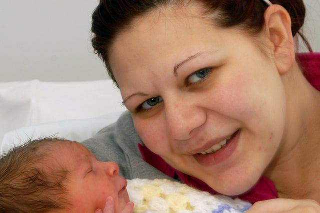 Sallie Arden-Condron from Selston pictured with her baby Byron Michael, born at 14:30pm weighing 8lb 4oz