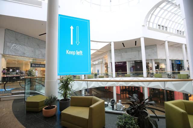 A look inside Meadowhall shopping centre at the new measures that have been out in place ahead of shops reopening on Monday June 15th.
Shoppers need to keep left and follow the signs.