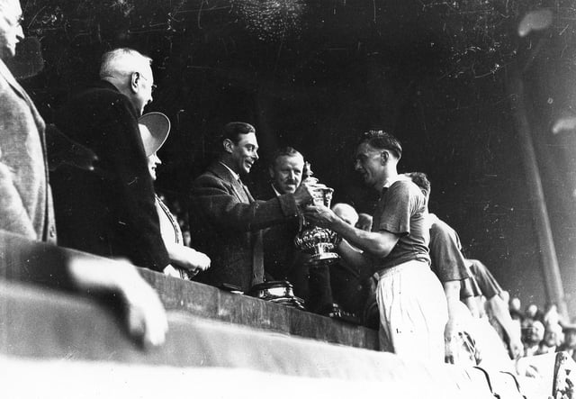 King George VI presenting the FA cup to Portsmouth Football Club, 1939. The News PP3337