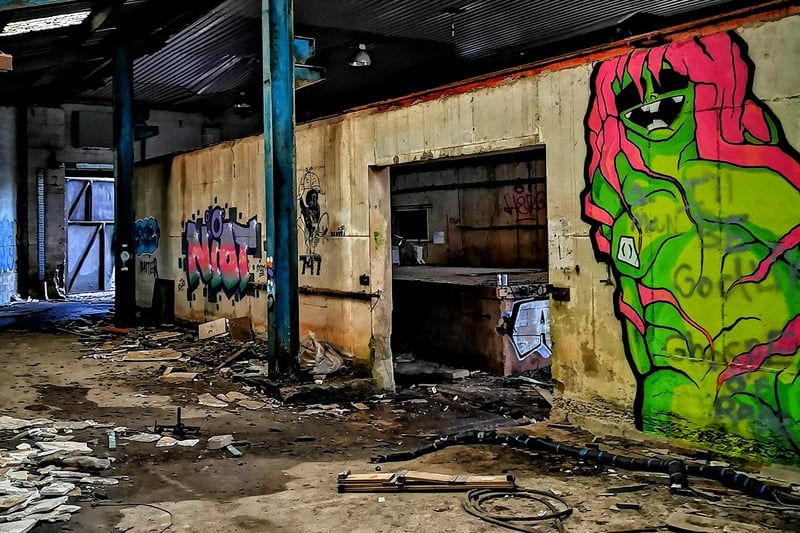 Graffiti artists have been active inside the building.