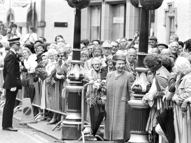 The Queen chats to well wishers during a visit to Peebles in June 1988.