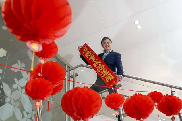 Jerry Cheung celebrates Chinese new year at New Era Development in Sheffield. Picture Scott Merrylees