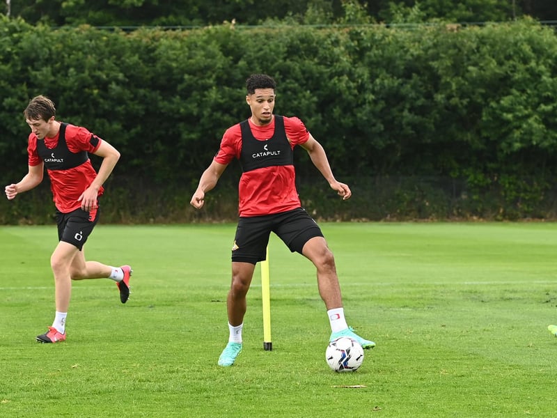 New signing Kyle Knoyle works the ball