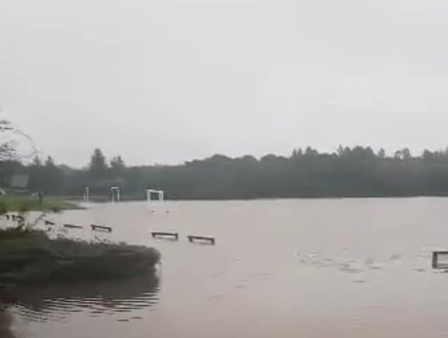 Hercules Den Arbroath - home pitches of Arbroath community sports club flooded after Storm Alex battered most parts of the country over the weekend. Picture taken by local resident Martin Tosh.