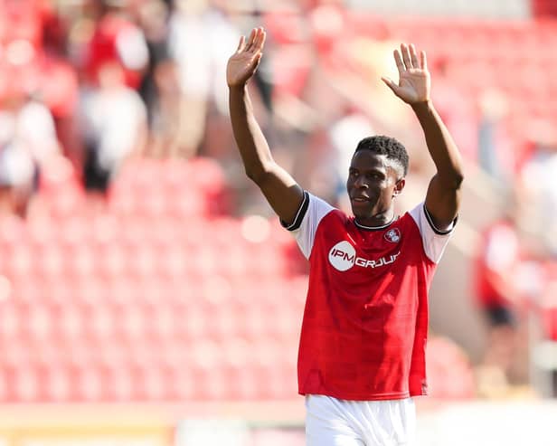 Rotherham United's Chiedozie Ogbene applauds the fans. (Isaac Parkin/PA Wire)
