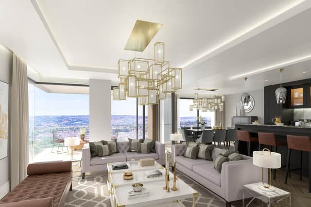 This living area boasts a great view.