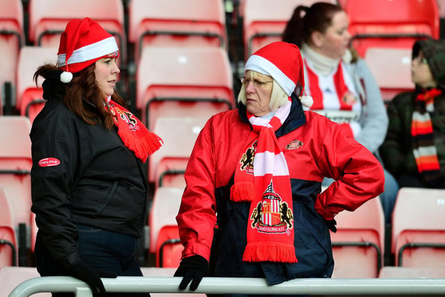 Festive fans take their seats prior to kick-off at the Stadium of Light on December 26, 2014.