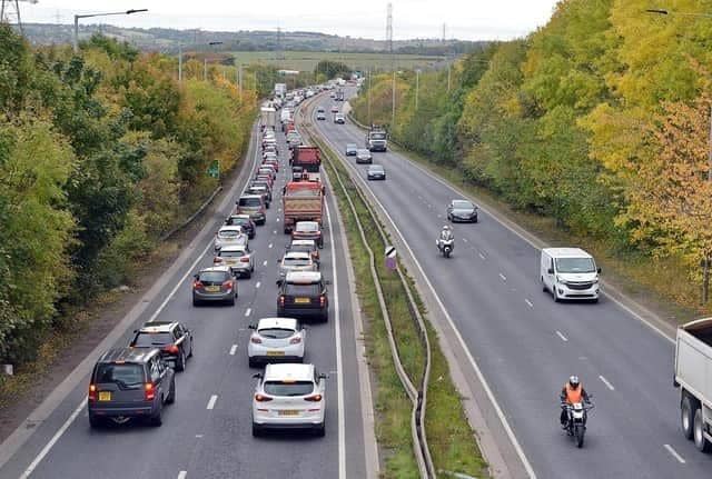 The Sheffield Parkway A57 carriageway, pictured, is said to be gridlocked after a crash.