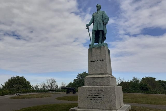 Havelock, who also has a statue in Trafalgar Square, stands at the  south end of Mowbray Park. He was a British Empire solider renowned for his bravery in battle. He died during the Indian Mutiny in 1857.