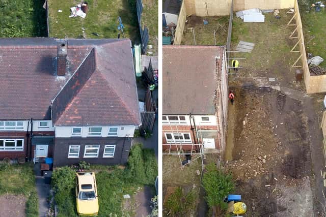 Aerial view of the demolished former home of Tristan, 13, and Blake, 14, Barrass who were murdered here by their parents Sarah Barrass and Brandon Machin in 2019 (pic: Tristan Potter/SWNS)
