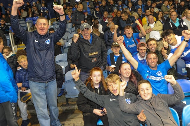 Fans inside Fratton Park ahead of the south-coast derby against Southampton.