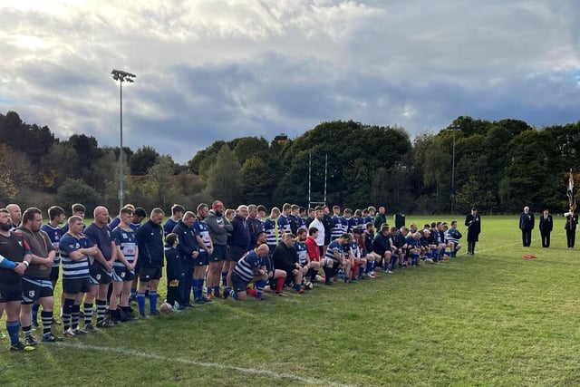 Mansfield RUFC seconds during their Remembrance Day ceremony