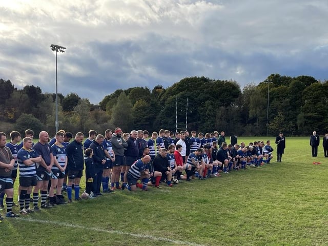 Mansfield RUFC seconds during their Remembrance Day ceremony