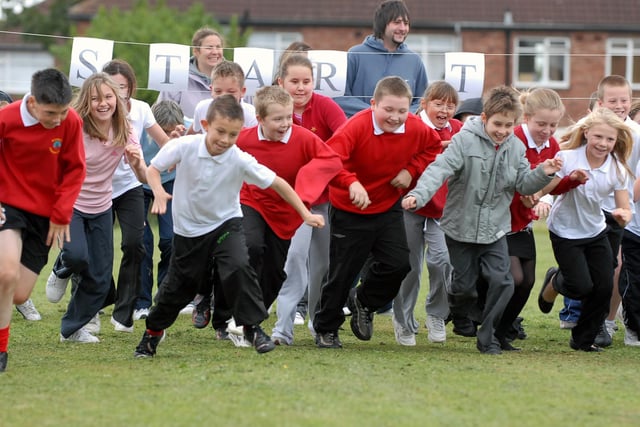These pupils were taking part in a sponsored run 13 years ago. Remember this?