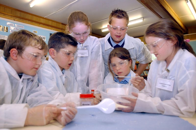 Experiments at Elwick Hall Primary School in this scene from 16 years ago. Have you spotted someone you know?