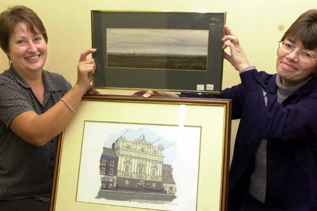 In 2001 the Doncaster Central Library was host to an art auction. Jane Aylott and Jane Matthews.