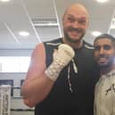 Tyson Fury with local boxing trainer Atif Shafiq