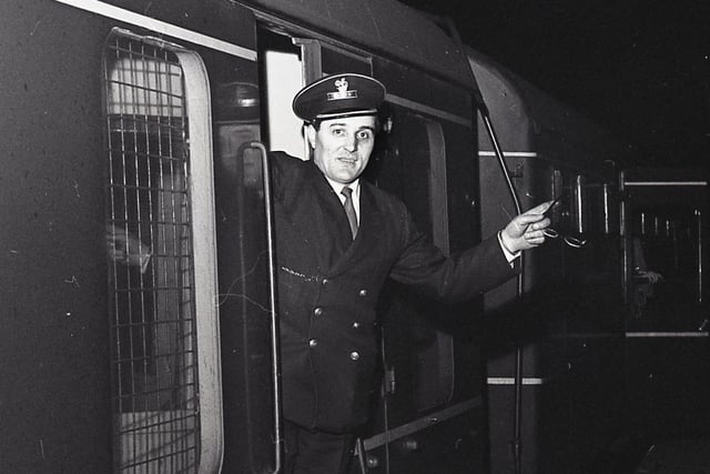 Guard Sabino Bellicoso waves off the last ever train from Buxton's Midland station in 1967