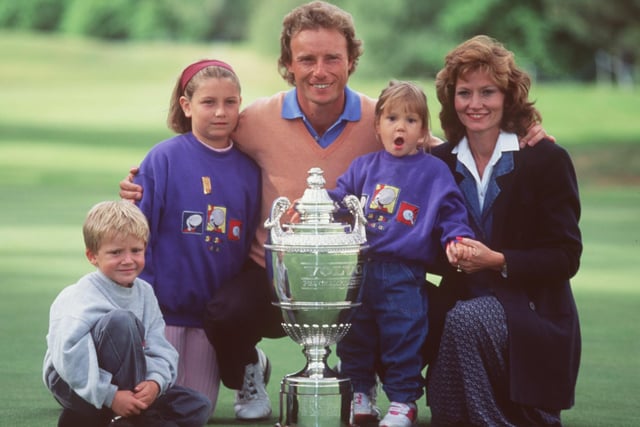 Bernhard Langer celebrates with his family after his 1995 victory at Wentworth. It was the German's third PGA Championship success following victories in 1987 and 1993.