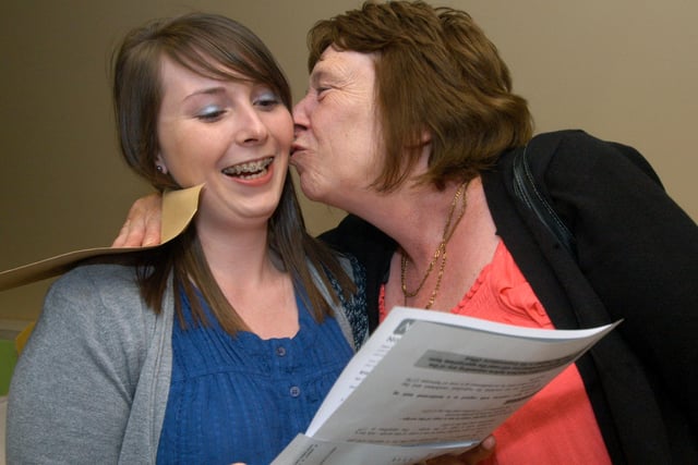 Laura Hill got a big kiss from her mum Sandra Hill after getting great A level results in 2009