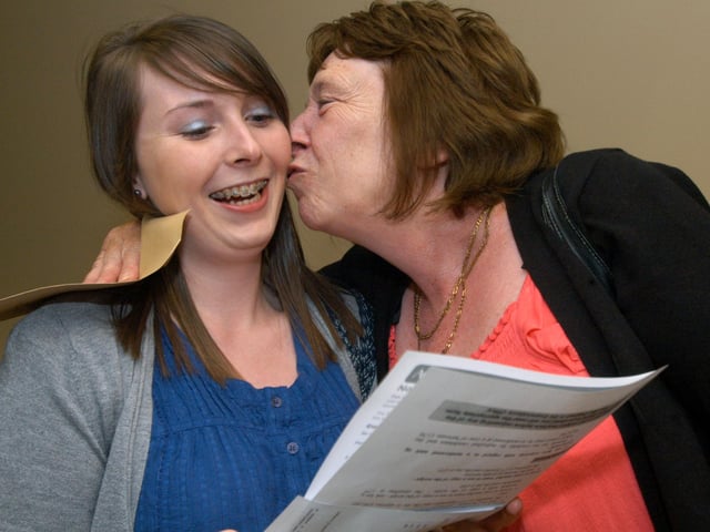 Laura Hill got a big kiss from her mum Sandra Hill after getting great A level results in 2009