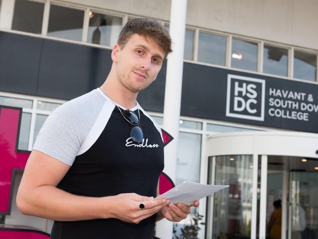 Benjamin Bethell is looking to study Law at Southampton University after collecting his results at Havant and South Downs College. Picture: Duncan Shepherd