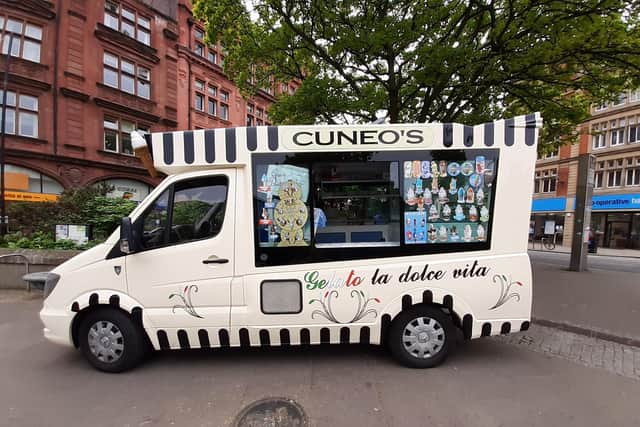 Cuneo’s spent £8,000 converting machinery to electric power in a vehicle operating in the Peace Gardens.