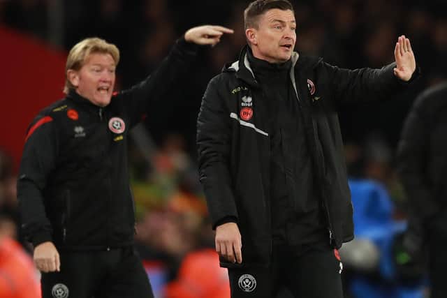 Paul Heckingbottom, manager of Sheffield United, on the touchline against Middlesbrough: Simon Bellis / Sportimage