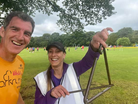Dr Ollie Hart with Jo Eccles event director at Graves parkrun