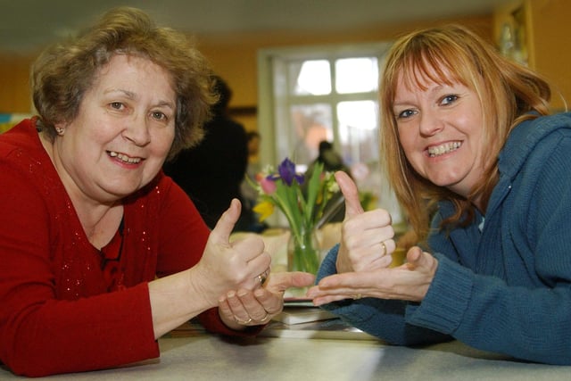 Pictured at Trinity House in Laygate were Louise Sanderson and Margaret Taroni on a British Sign Language session. Remember this from 2006?