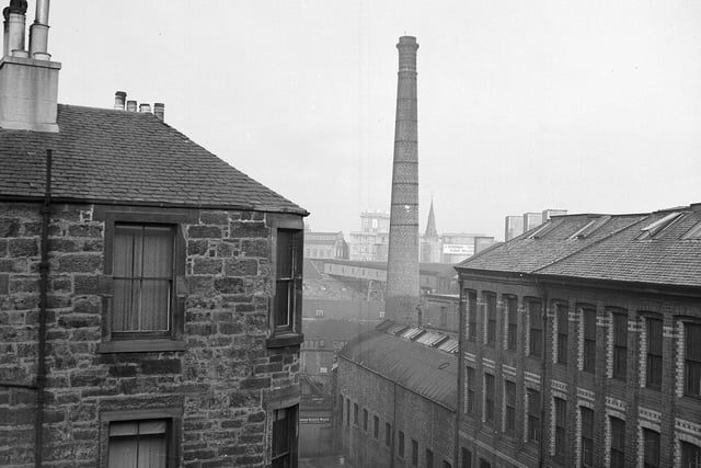 A view of the William Currie and Company rubber manufacturing factory on Dalry Road in November 1954.