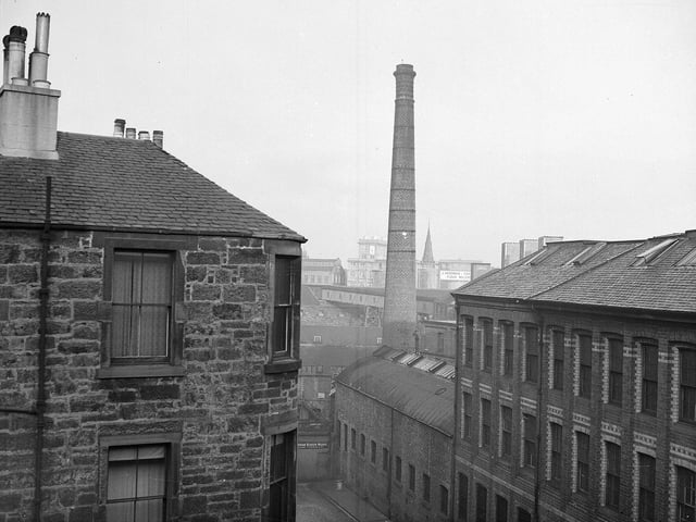 A view of the William Currie and Company rubber manufacturing factory on Dalry Road in November 1954.