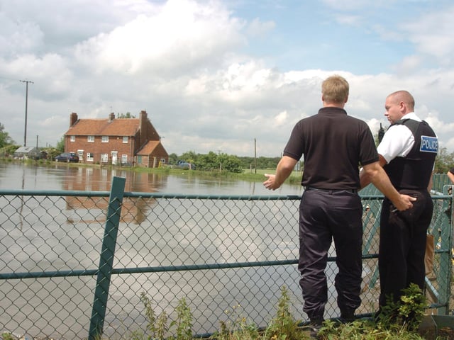 Police closed off the bridge at South Bramwith, after the river Don burst it's banks, flooding the area and cutting Fishlake off from the rest of Doncaster in 2007
