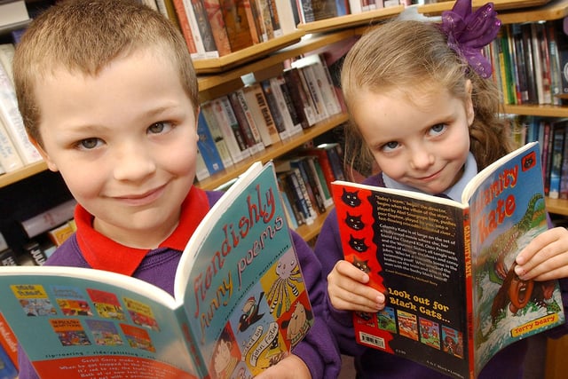 Pupils from Highfield School are pictured in the mobile library which visited the school for a special reading day in 2008.