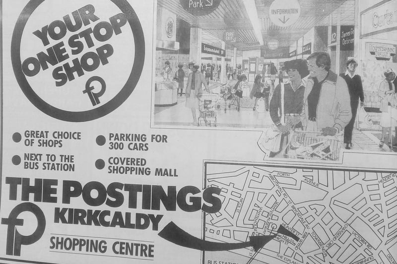 The 1984 advert announcing the arrival of The Postings in Kirkcaldy