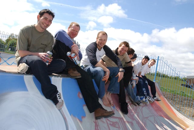 Who do you recognise in this reminder from the new skateboard park at Temple Park in 2005?