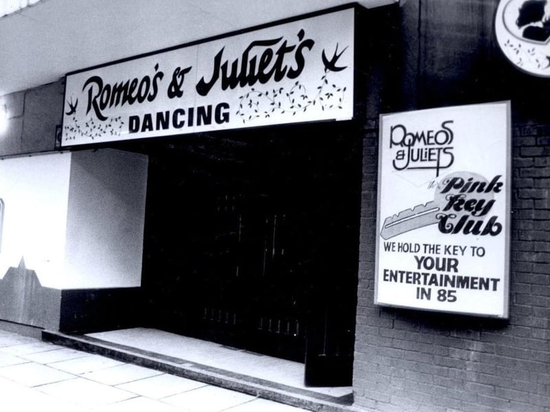 Romeo's & Juliet's was a legendary Sheffield nightspot of the 80s. Other incarnations of the venue on Bank Street include The Cavendish Club, Bailey's, Cairo Jax and Corporation.