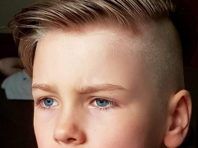 Kimberley Wearin cut her sons hair. She said it had gotten very long before hand.