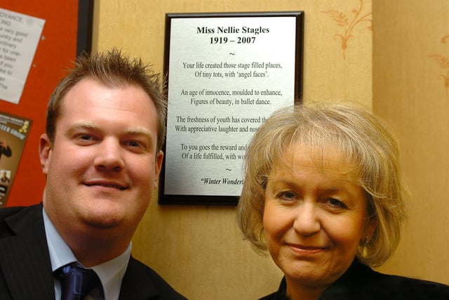 Doncaster Central MP Rosie Winterton and Mark Huby, Nellie Stagles' nephew, are pictured after Rosie unveiled the commemorative plaque to actror Miss Stagles at the Doncaster Civic Theatre