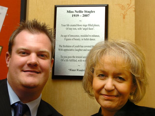 Doncaster Central MP Rosie Winterton and Mark Huby, Nellie Stagles' nephew, are pictured after Rosie unveiled the commemorative plaque to actror Miss Stagles at the Doncaster Civic Theatre