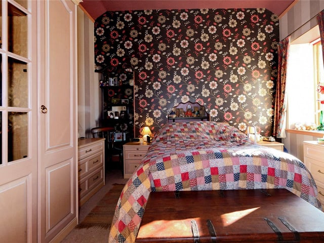 One of the three bedrooms in the cottage.